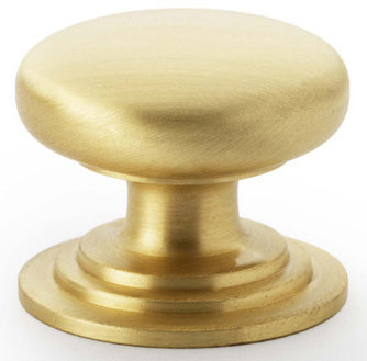 Waltz Round Cupboard Knob - Available In Three Sizes - Satin Brass