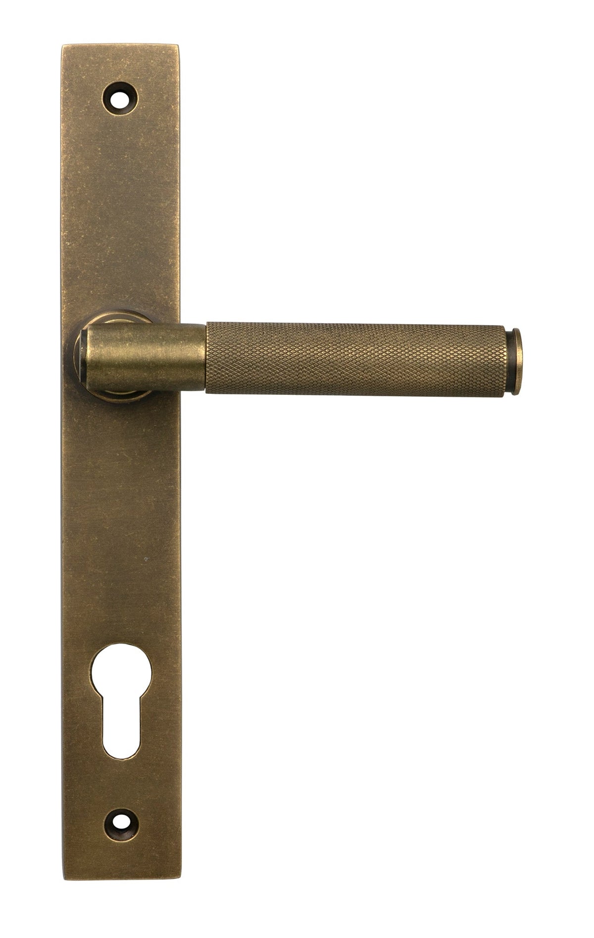 Brompton Slimline Lever Espag Lock Set - 92mm Euro Centres - 212mm Bolt Centres - 242mm x 36mm Back Plate - Antique Burnished Brass