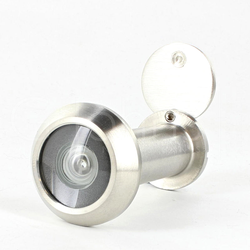 60 Minute Fire Rated Stainless Steel Door Viewer - Spy Hole For Front Doors 35mm - 55mm Thick - Satin Stainless Steel