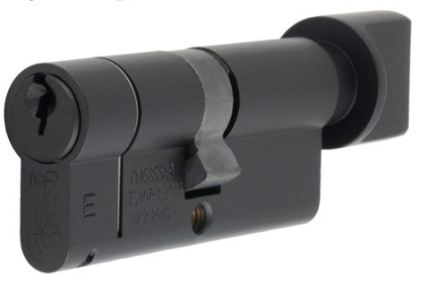 TS007 1 Star Rated BS Kitemarked 6 Pin Anti Snap Euro Profile Key And Turn Cylinder Matt Black