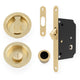 Flush Fitting Round Design Bathroom Turn And Release Set With Hook Lock For Sliding Doors PVD Satin Brass Plated