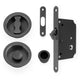 Flush Fitting Round Design Bathroom Turn And Release Set With Hook Lock For Sliding Doors PVD Dark Bronze