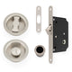 Flush Fitting Round Design Bathroom Turn And Release Set With Hook Lock For Sliding Doors Satin Nickel