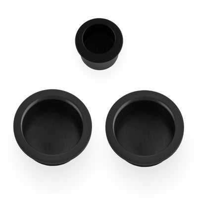 Circular Flush Handle Set For Sliding Pocket Doors Matt Black