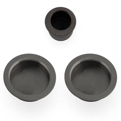 Circular Flush Handle Set For Sliding Pocket Doors PVD Dark Bronze