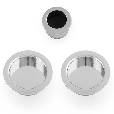 Circular Flush Handle Set For Sliding Pocket Doors Polished Chrome