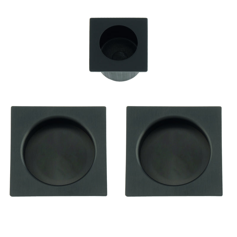 Square Flush Handle Set For Sliding Pocket Doors PVD Dark Bronze