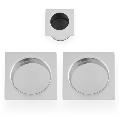 Square Flush Handle Set For Sliding Pocket Doors Polished Chrome