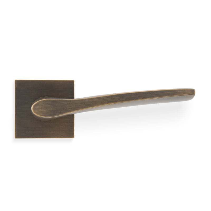 Valli Otello Lever Door Handles Square Rose Antique Brass