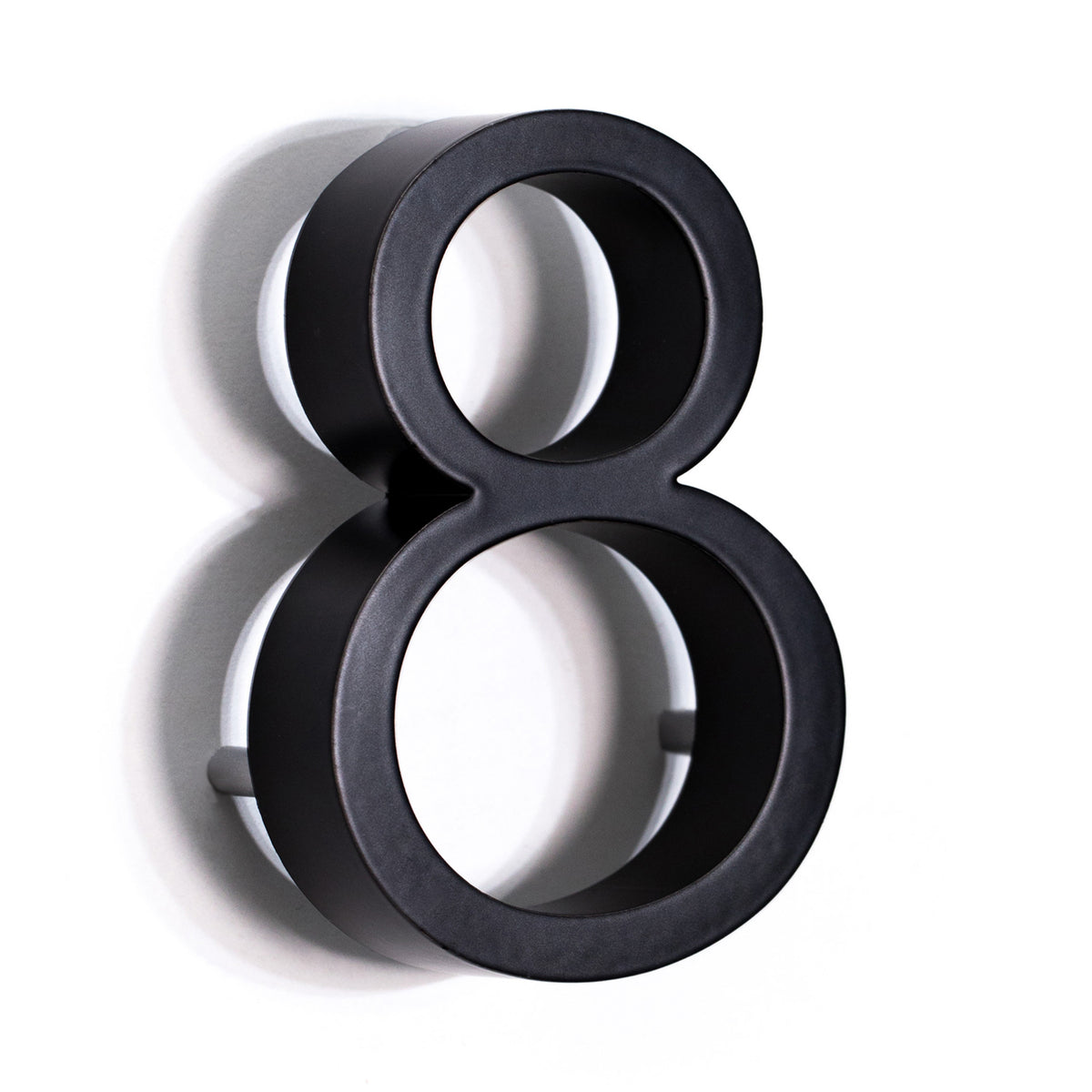 Bold Design Modern Style House / Flat Number - 100mm Height - Pin Fix - Matt Black - Number 8
