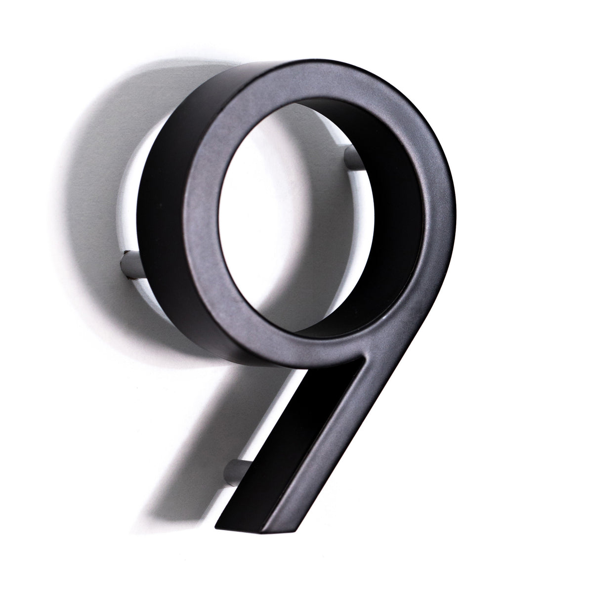 Bold Design Modern Style House / Flat Number - 100mm Height - Pin Fix - Matt Black - Number 9