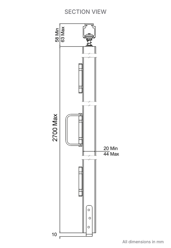 Huskyfold 30 Bi-Folding Door Kit - Section View - Dimensions