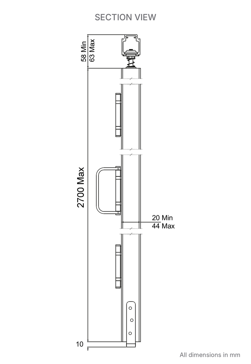 Huskyfold 30 Bi-Folding Door Kit - Section View - Dimensions