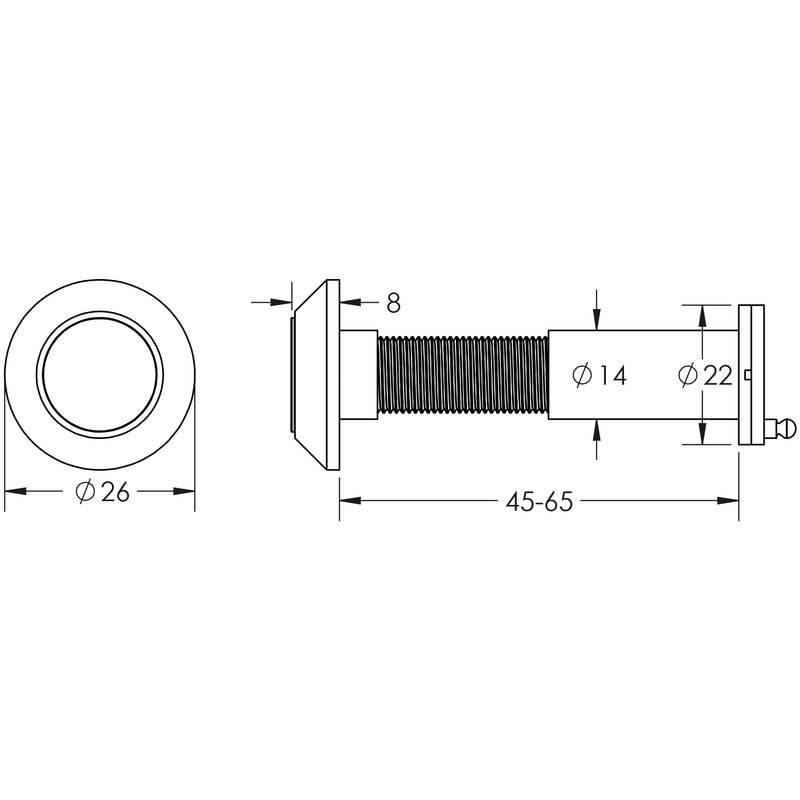 JV944 Fire Rated Spy Hole Dimensions Diagram