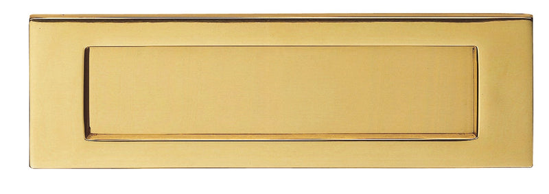Large Front Door Letter Plate (Accepts A4) - 305mm x 102mm (12" x 4") - Polished Brass
