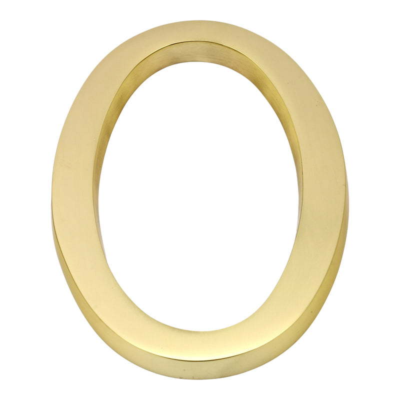 Large Bold Style Pin Fix Front Door Numbers - 102mm Height High - Polished Brass - 0