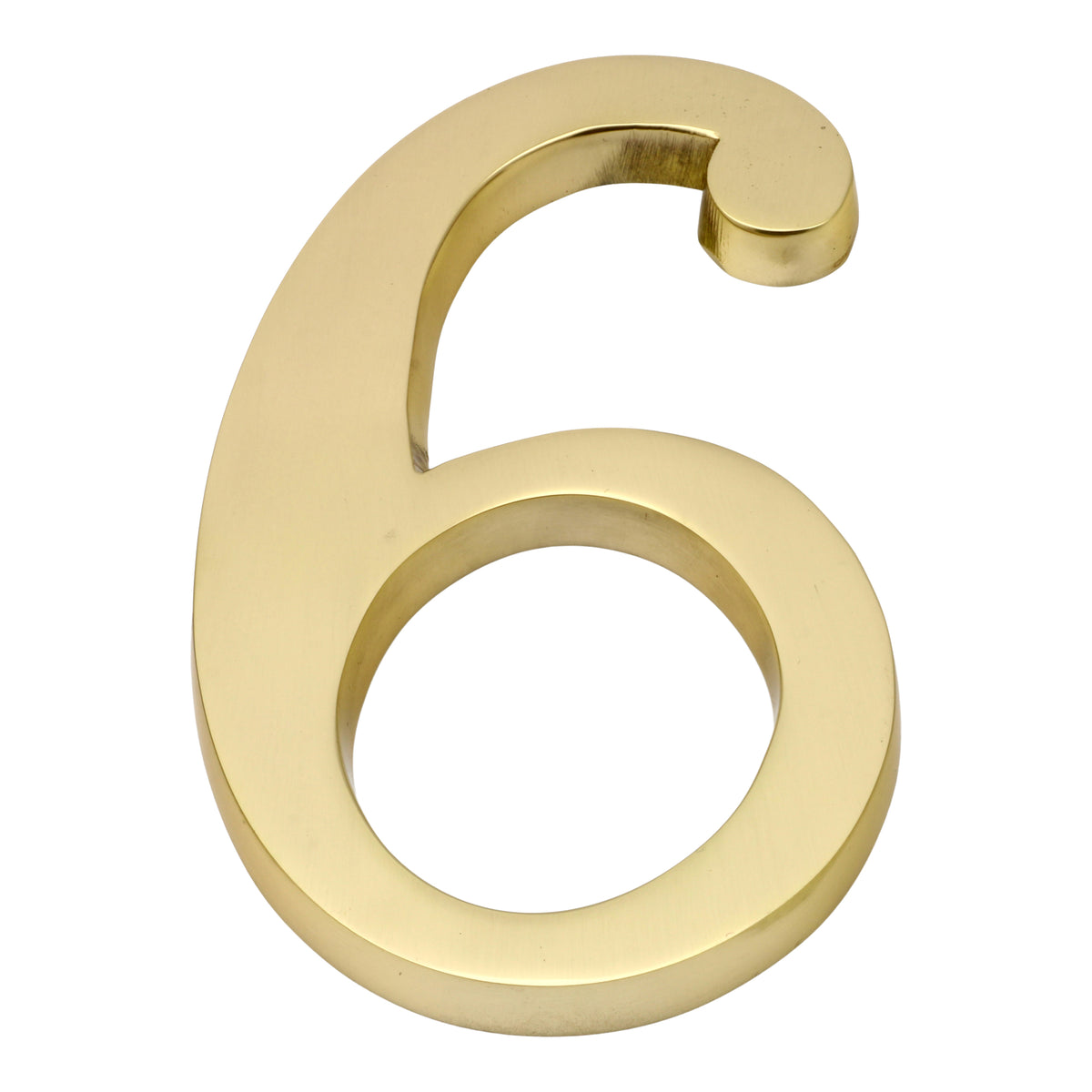 Large Bold Style Pin Fix Front Door Numbers - 102mm Height High - Polished Brass - 6