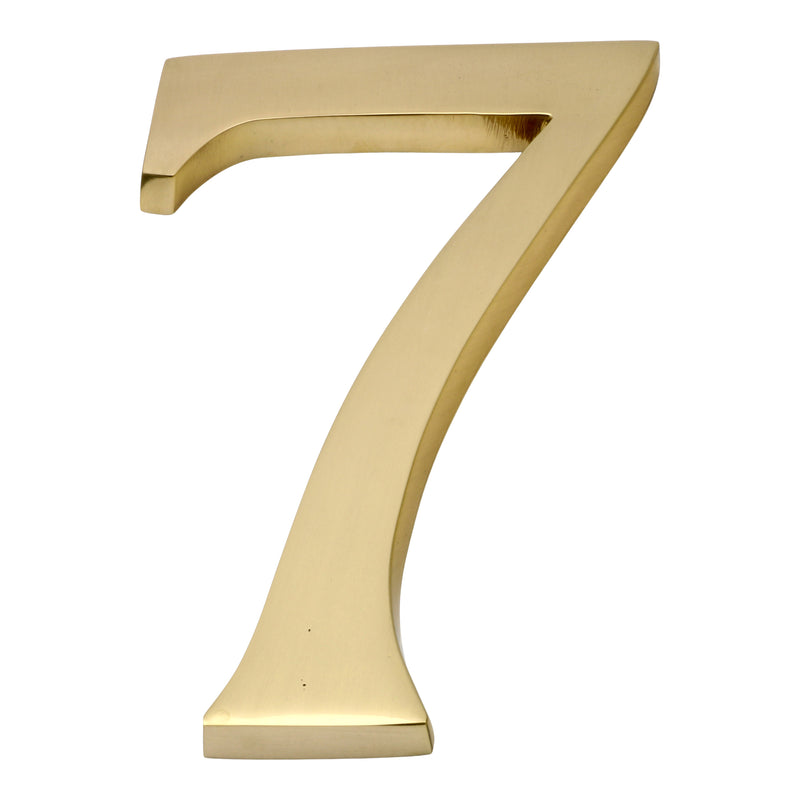 Large Bold Style Pin Fix Front Door Numbers - 102mm Height High - Polished Brass - 7