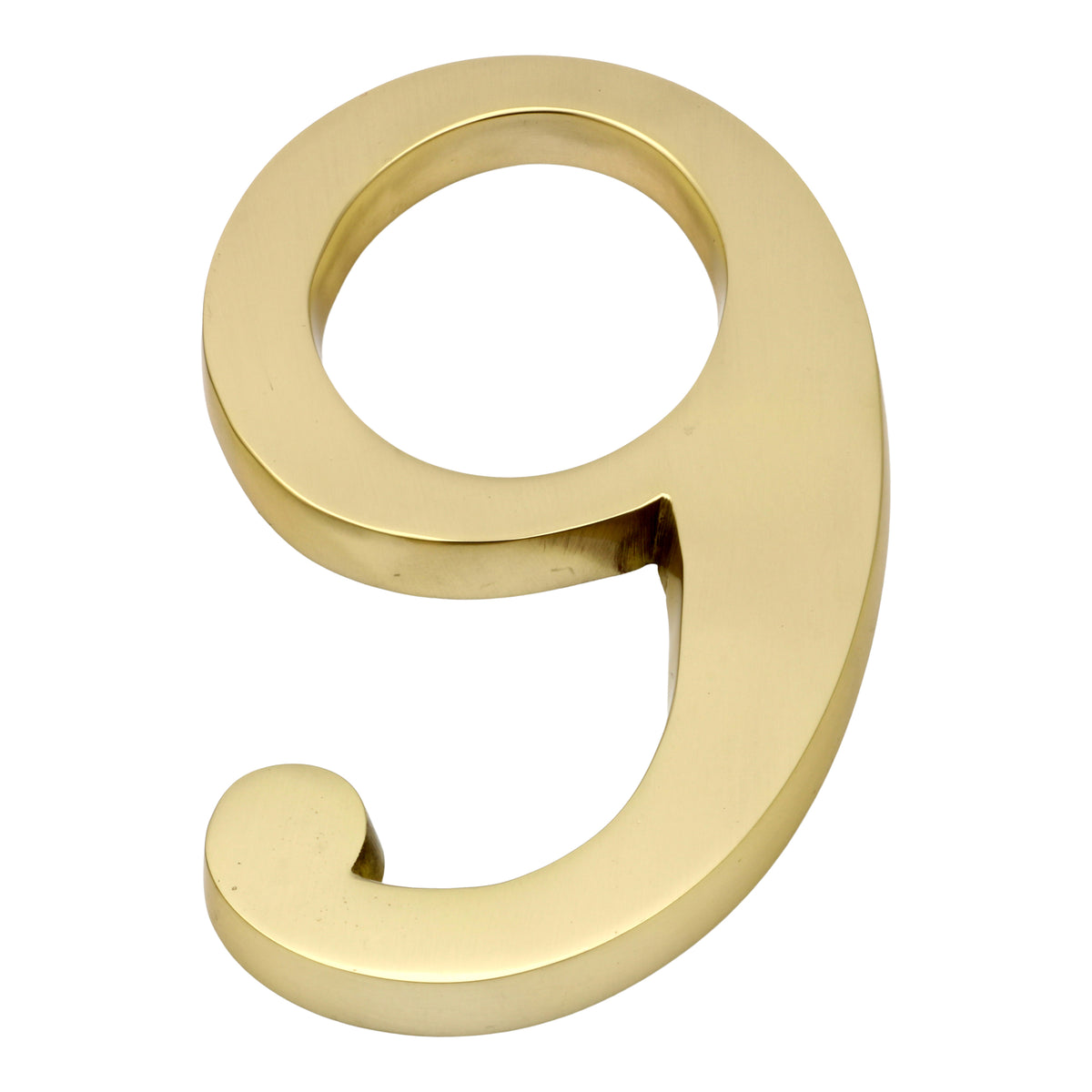 Large Bold Style Pin Fix Front Door Numbers - 102mm Height High - Polished Brass - 9