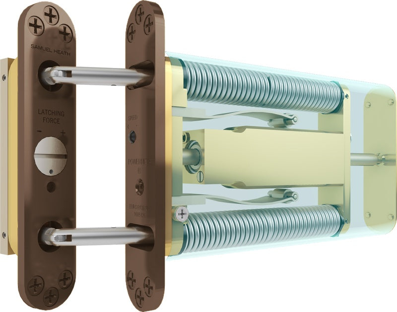 Powermatic R100 - CE Marked Fire Rated Concealed Controlled Jamb Mounted Door Closer - Antique Brass