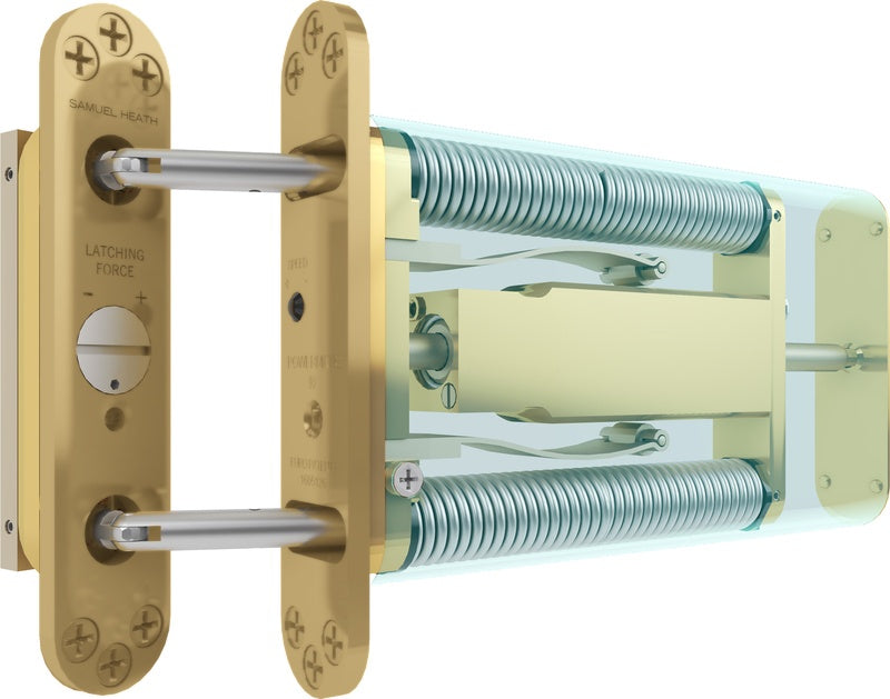 Powermatic R100 - CE Marked Fire Rated Concealed Controlled Jamb Mounted Door Closer - Polished Brass