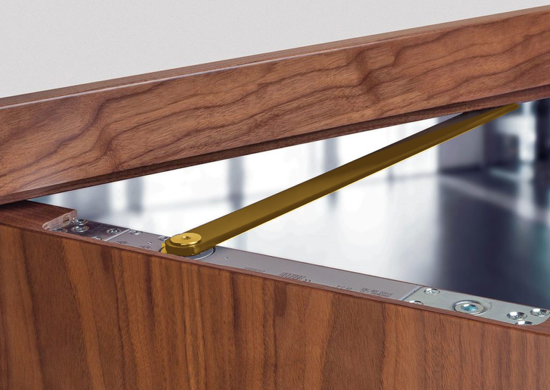CAM Action Concealed Overhead Door Closer - Polished Brass Plated Arm & Channel