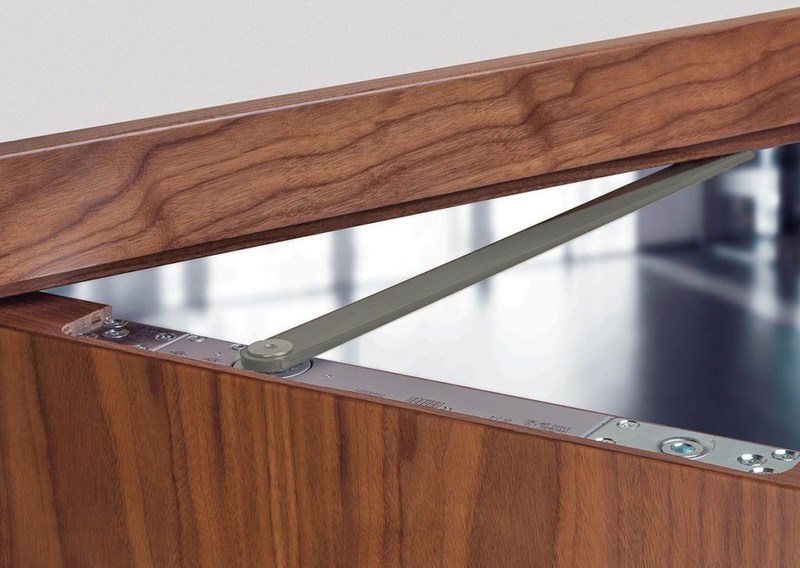 CAM Action Concealed Overhead Door Closer - Satin Nickel Arm & Channel