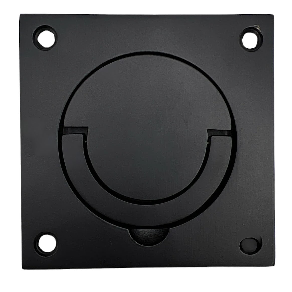 Flush Fitting Pull Out Ring Handle - Squash Court Style Door Handle - Matt Black