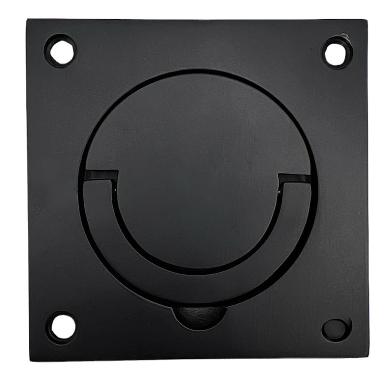 Flush Fitting Pull Out Ring Handle - Squash Court Style Door Handle - Matt Black