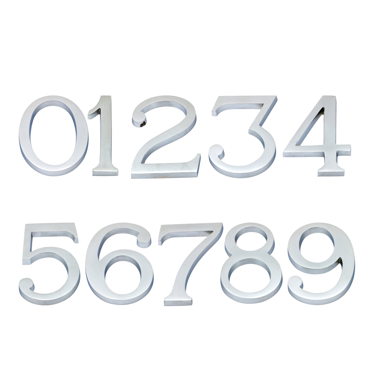 Large Bold Style Pin Fix Front Door Numbers - 102mm Height High - Satin Chrome