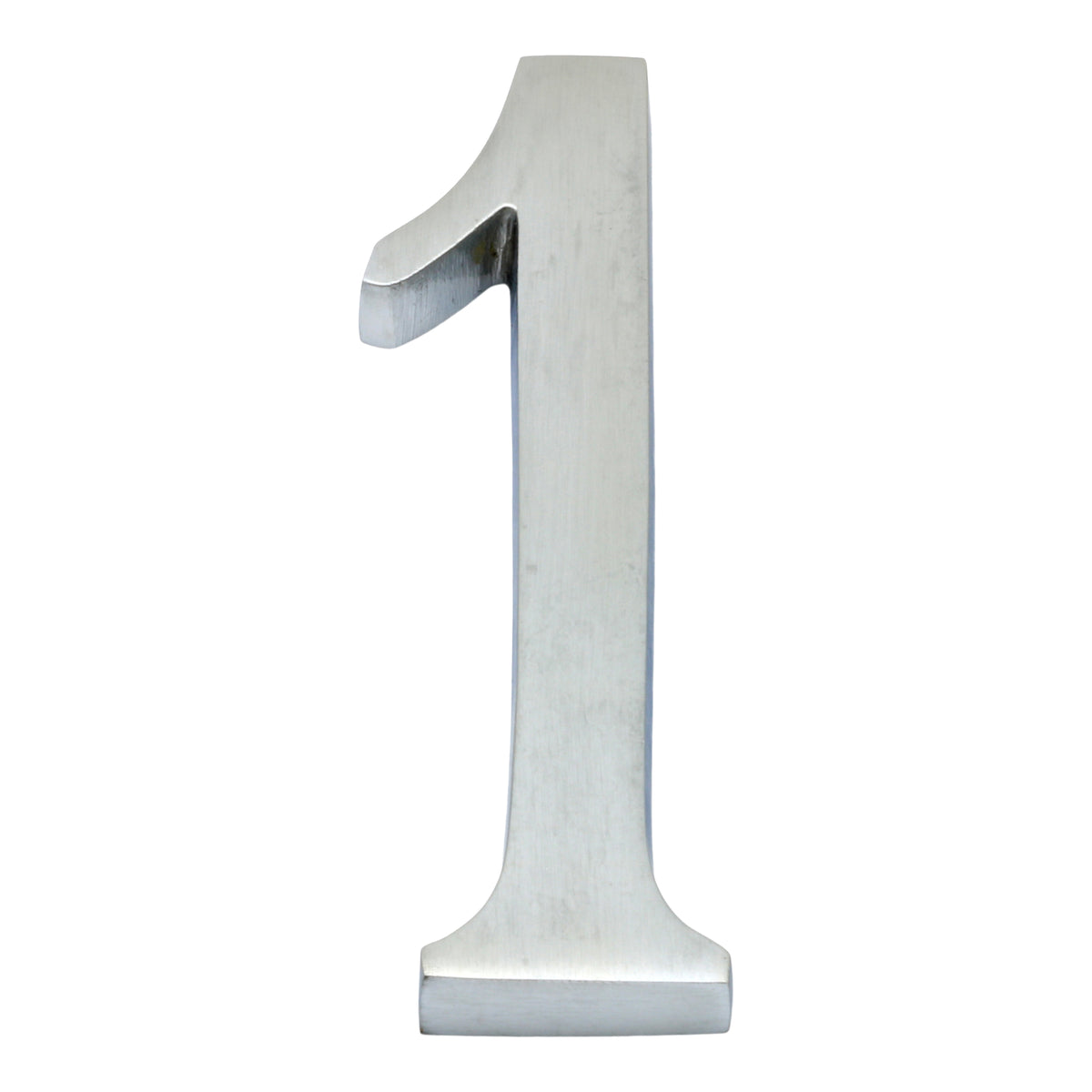 Large Bold Style Pin Fix Front Door Numbers - 102mm Height High - Satin Chrome Number 1