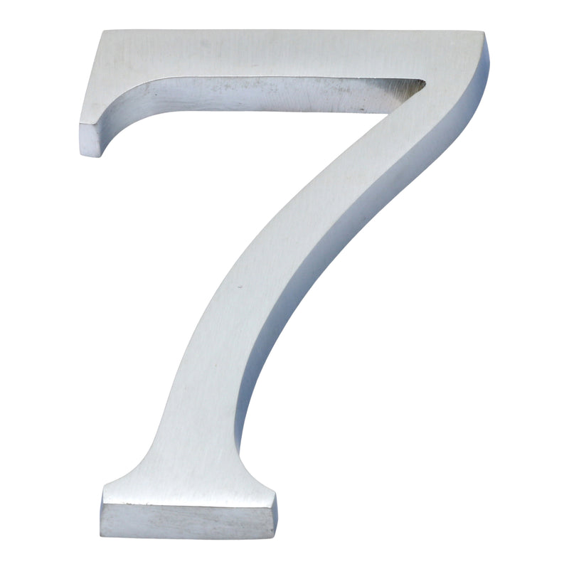 Large Bold Style Pin Fix Front Door Numbers - 102mm Height High - Satin Chrome Number 7