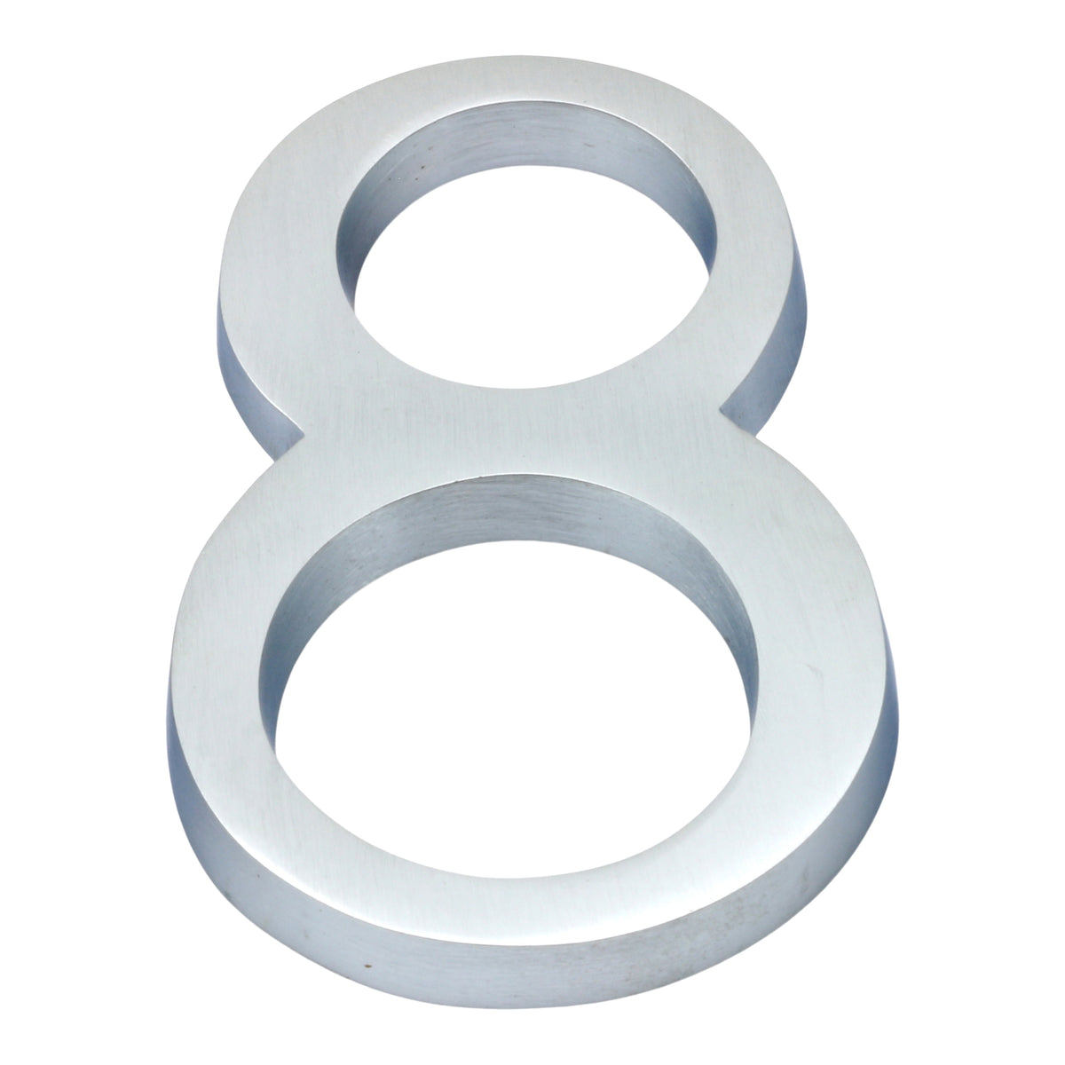 Large Bold Style Pin Fix Front Door Numbers - 102mm Height High - Satin Chrome Number 8