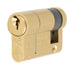 6 Pin Euro Profile Single Half Cylinder - TS007 1 Star Rated - Supplied With 3 x Keys - 46mm - (36mm x 10mm) - Satin Brass (Lacquered)