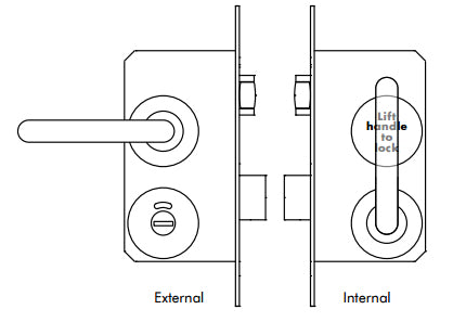 Accessible Roller Toilet Lock & Handle Set For Disabled WC Toilets - Typical Layout
