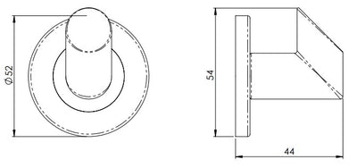 Angled Face Robe Hook - Concealed Fix Roses - 52mm Diameter - Polished Stainless Steel