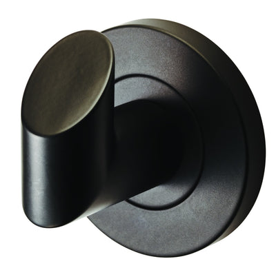 Angled Face Robe Hook - Concealed Fix Roses - 52mm Diameter - Matt Black