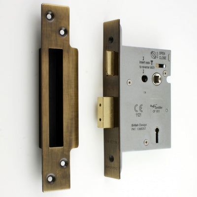 3 Lever Architectural Quality Mortice Sash Lock - CE / UKCA Marked - Fire Rated - Certifire Approved - Antique Brass (Lacquered)