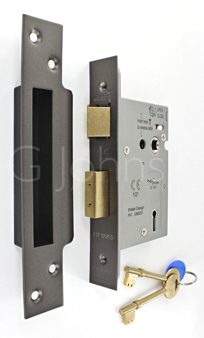 3 Lever Architectural Quality Mortice Sash Lock - CE / UKCA Marked - Fire Rated - Certifire Approved - Matt Bronze (Powder Coated)
