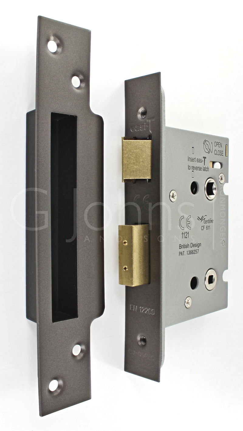 Architectural Quality Bathroom Mortice Lock - CE Marked - Fire Rated - Certifire Aprroved - Matt Bronze