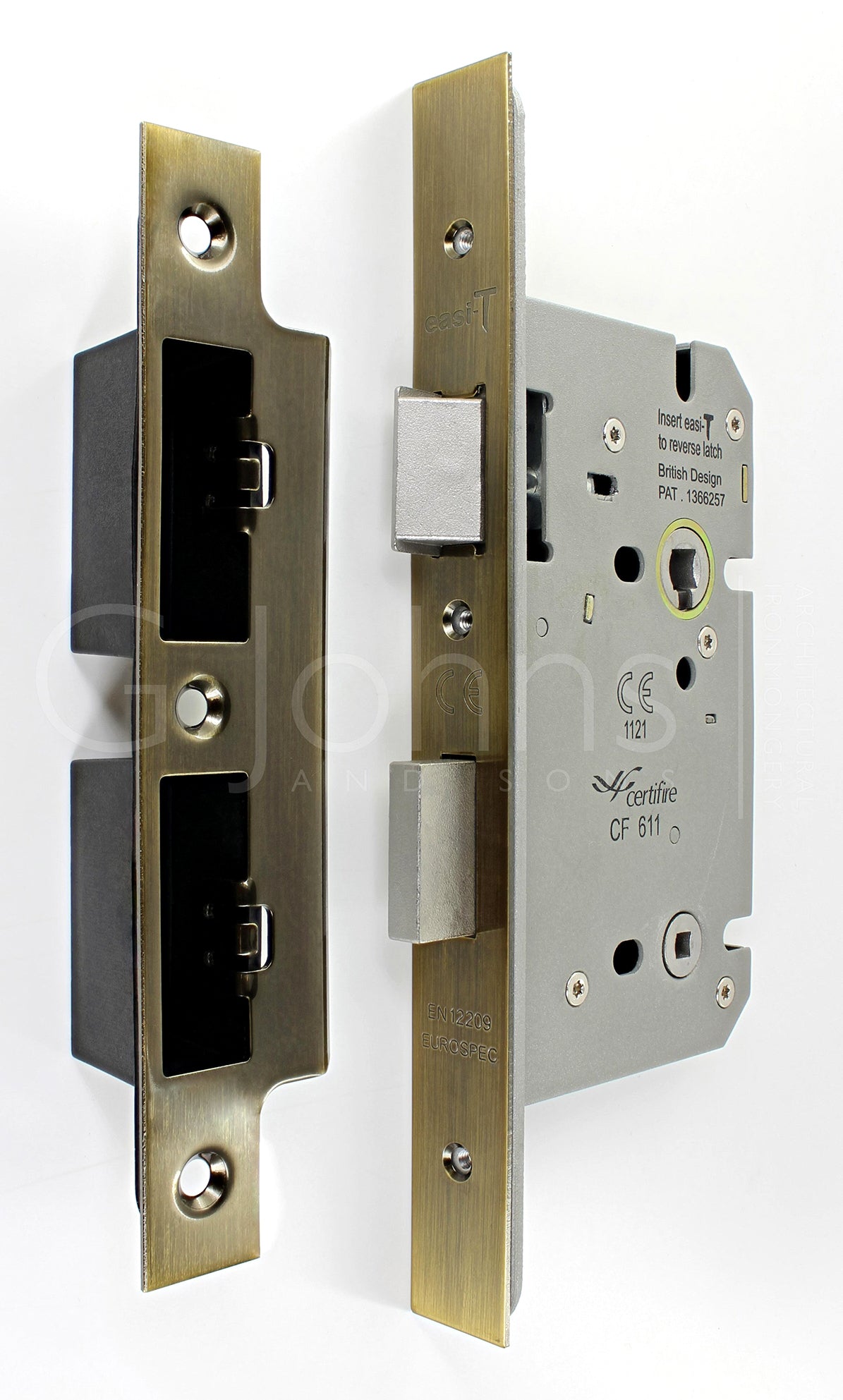 Architectural Quality DIN Style Bathroom Mortice Lock - CE Marked - Fire Rated - Certifire Aprroved - Antique Brass