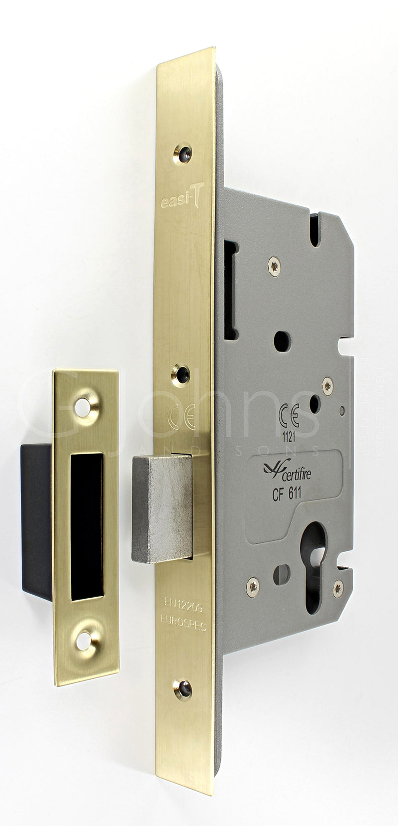 Architectural Quality DIN Style Euro Profile Mortice Deadlock - CE Marked - Fire Rated - Certifire Aprroved - Satin Brass