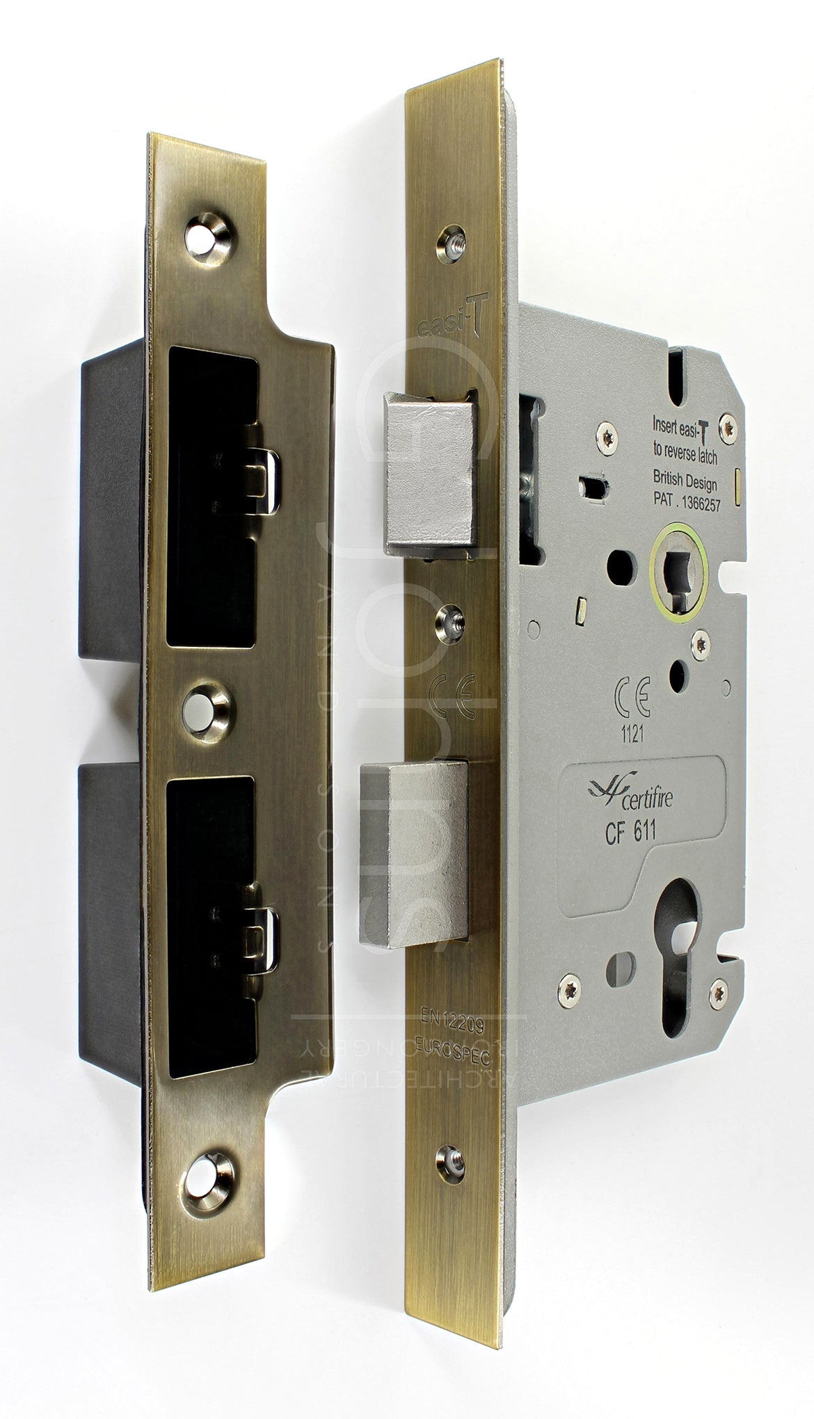 Architectural Quality DIN Style Euro Profile Sash Lock - CE Marked - Fire Rated - Certifire Aprroved - Antique Brass