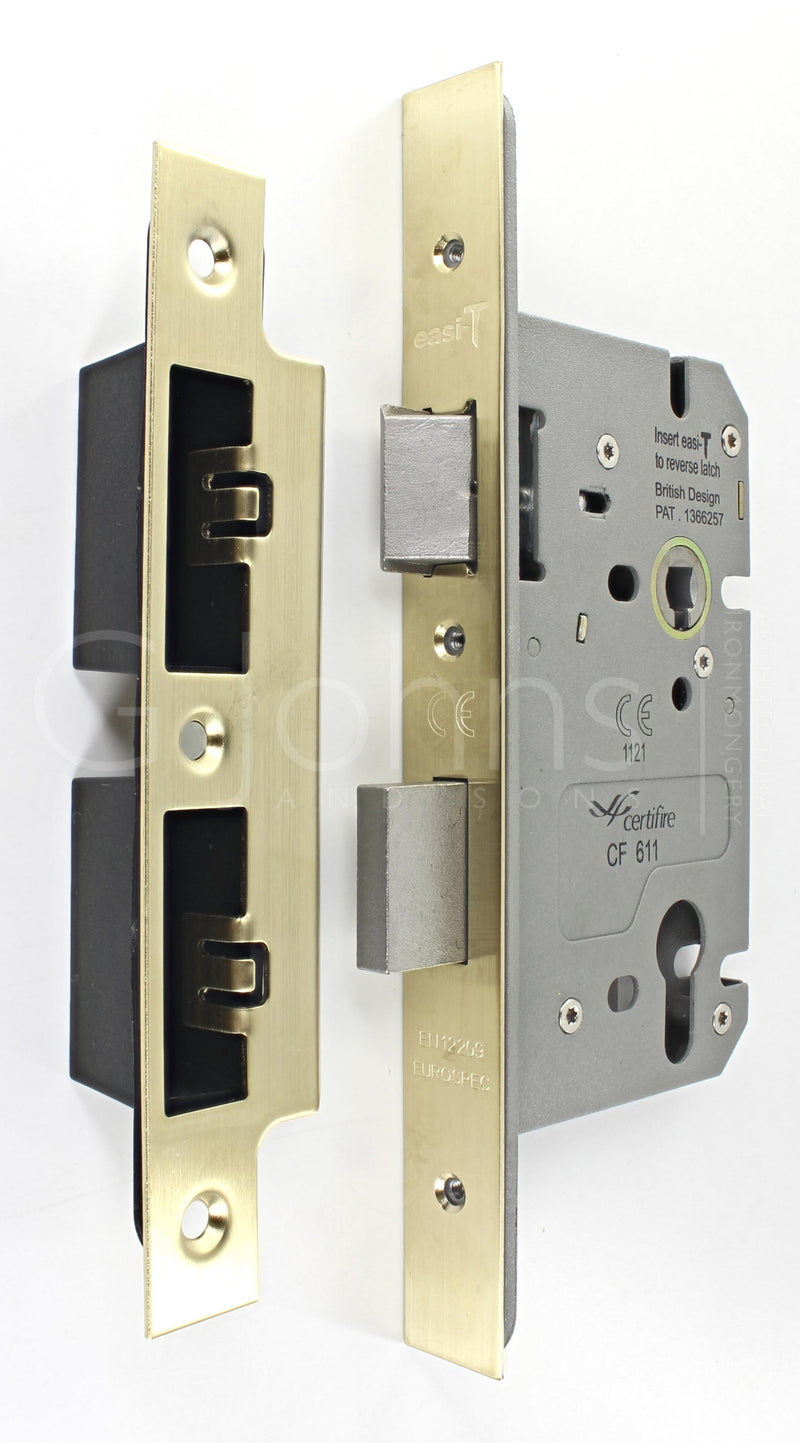 Architectural Quality DIN Style Euro Profile Sash Lock - CE Marked - Fire Rated - Certifire Aprroved - Satin Brass