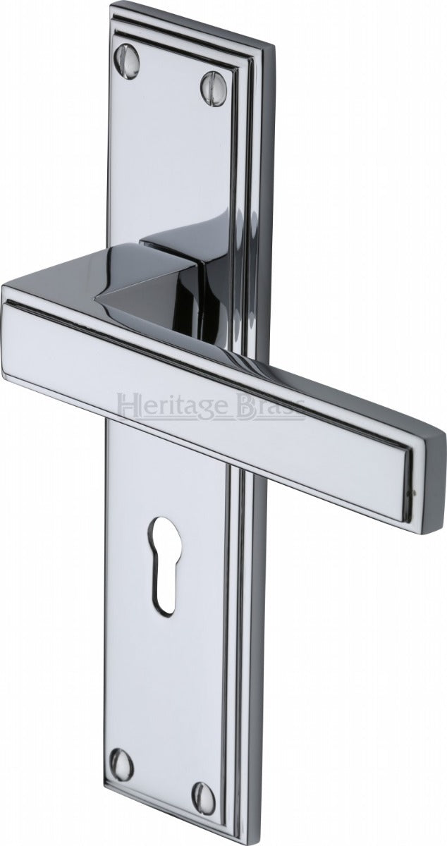 Atlantis Lever Door Handles On A Backplate - Polished Chrome