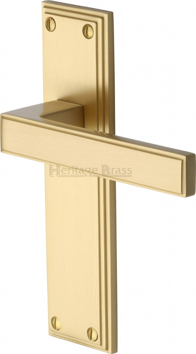 Atlantis Lever Door Handles On A Backplate - Satin Brass
