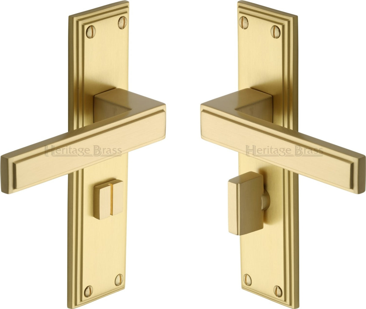 Atlantis Lever Door Handles On A Backplate - Satin Brass