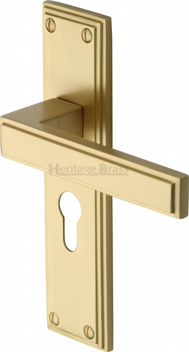 Atlantis Lever Door Handles On A Backplate - Satin Brass