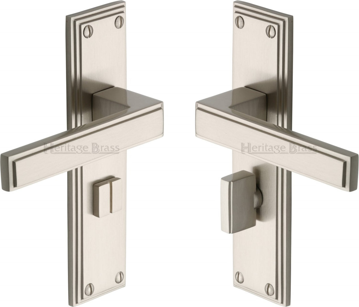 Atlantis Lever Door Handles On A Backplate - Satin Nickel