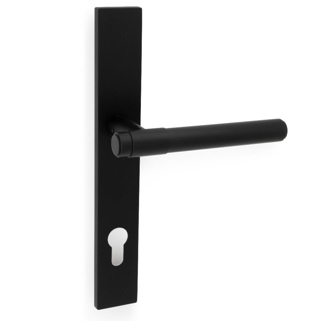 Kingston Plain Lever Multi Point Door Lever Handles - 92mm Euro Centres - 212mm Bolt Centres - 244mm x 36mm Back Plate - Matt Black
